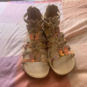 Malibu floral iridescent pink gladiator sandals girl size 1 everyday summer